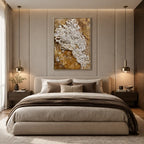 Wabi-Sabi abstract oil painting showing layered abstract marks, texture and expressive painterly movement in a brown palette.