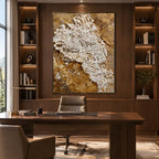 Wabi-Sabi abstract oil painting showing layered abstract marks, texture and expressive painterly movement in a brown palette.