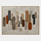 Wabi-Sabi abstract oil painting showing layered abstract marks, texture and expressive painterly movement in a brown palette.