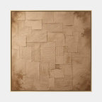 Wabi-Sabi abstract oil painting showing layered abstract marks, texture and expressive painterly movement in a brown palette.