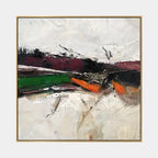 Wabi-Sabi abstract oil painting showing layered abstract marks, texture and expressive painterly movement.