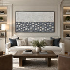 Wabi-Sabi abstract oil painting showing layered abstract marks, texture and expressive painterly movement in a grey palette.