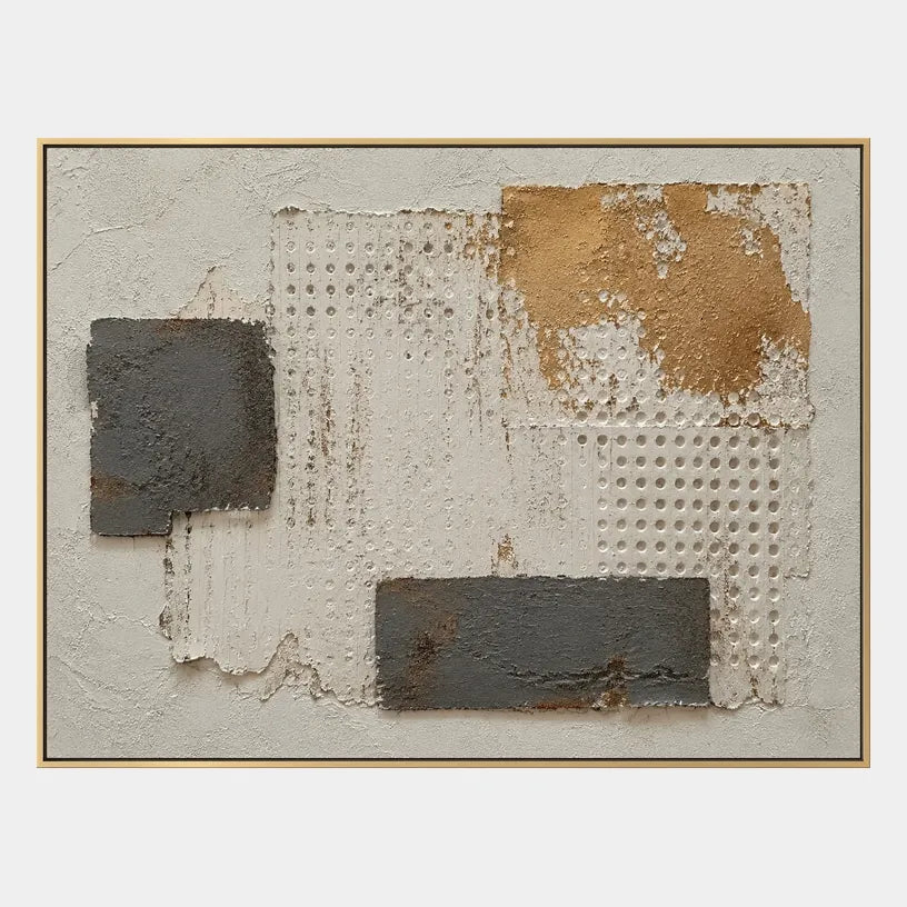 Wabi-Sabi abstract oil painting showing layered abstract marks, texture and expressive painterly movement in a brown palette.
