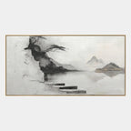 Wabi-Sabi abstract oil painting showing layered abstract marks, texture and expressive painterly movement in a grey palette.