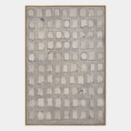 Wabi-Sabi abstract oil painting showing layered abstract marks, texture and expressive painterly movement in a grey palette.