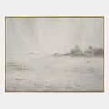 Pittura a olio di paesaggi Wabi-Sabi, paesaggi marini e paesaggi urbani con un paesaggio atmosferico, un paesaggio marino o una composizione ispirata alla città in una tavolozza di grigi.