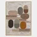 Peinture à l'huile abstraite et conceptuelle Wabi-Sabi présentant des marques abstraites superposées, une texture et un mouvement pictural expressif dans une palette beige.