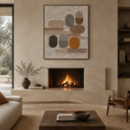 Wabi-Sabi abstract oil painting showing layered abstract marks, texture and expressive painterly movement in a brown palette.