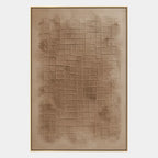 Wabi-Sabi abstract oil painting showing layered abstract marks, texture and expressive painterly movement in a brown palette.