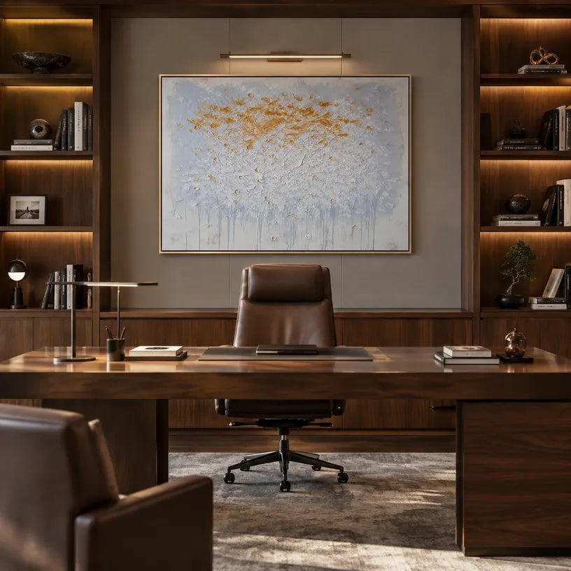 Wabi-Sabi abstract oil painting showing layered abstract marks, texture and expressive painterly movement in a grey palette.