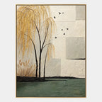 Wabi-Sabi abstract oil painting showing layered abstract marks, texture and expressive painterly movement in a beige palette.