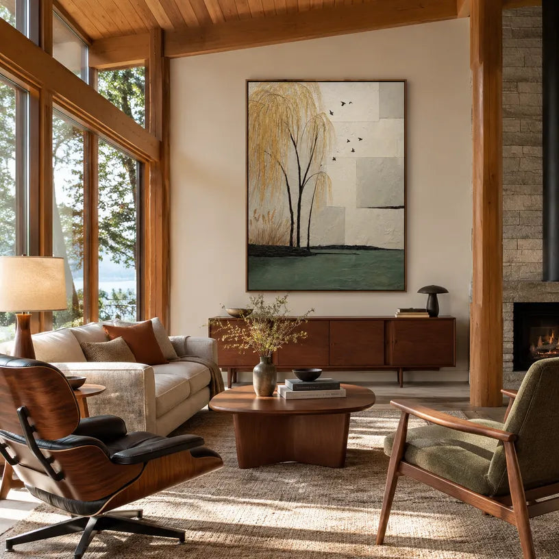 Wabi-Sabi abstract oil painting showing layered abstract marks, texture and expressive painterly movement in a beige palette.