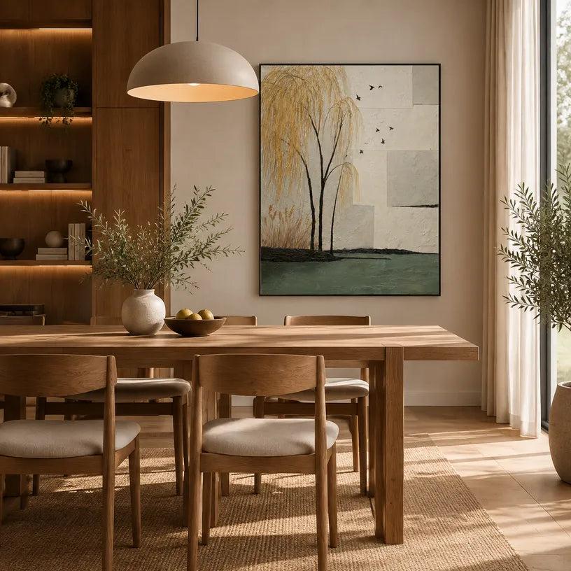 Wabi-Sabi abstract oil painting showing layered abstract marks, texture and expressive painterly movement in a beige palette.