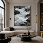 Wabi-Sabi abstract oil painting showing layered abstract marks, texture and expressive painterly movement in a grey palette.