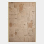 Wabi-Sabi abstract oil painting showing layered abstract marks, texture and expressive painterly movement in a brown palette.