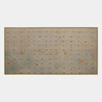 Wabi-Sabi abstract oil painting showing layered abstract marks, texture and expressive painterly movement in a brown palette.