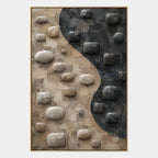 Wabi-Sabi abstract oil painting showing layered abstract marks, texture and expressive painterly movement in a brown palette.