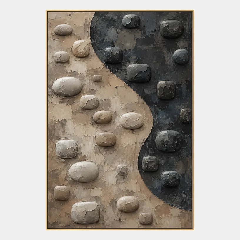 Wabi-Sabi abstract oil painting showing layered abstract marks, texture and expressive painterly movement in a brown palette.