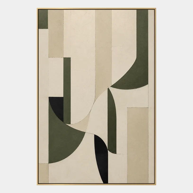Wabi-Sabi abstract oil painting showing layered abstract marks, texture and expressive painterly movement in a beige palette.