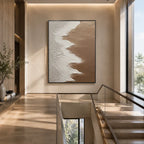Wabi-Sabi abstract oil painting showing layered abstract marks, texture and expressive painterly movement in a brown palette.