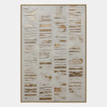 Abstraktes und konzeptuelles Ölgemälde von Wabi-Sabi mit geschichteten abstrakten Zeichen, Textur und ausdrucksstarker malerischer Bewegung in einer grauen Palette.