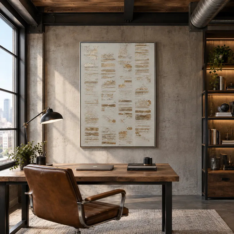 Wabi-Sabi abstract oil painting showing layered abstract marks, texture and expressive painterly movement in a grey palette.