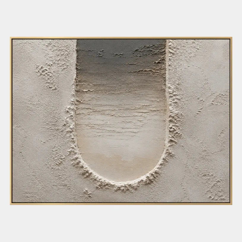 Wabi-Sabi abstract oil painting showing layered abstract marks, texture and expressive painterly movement in a brown palette.