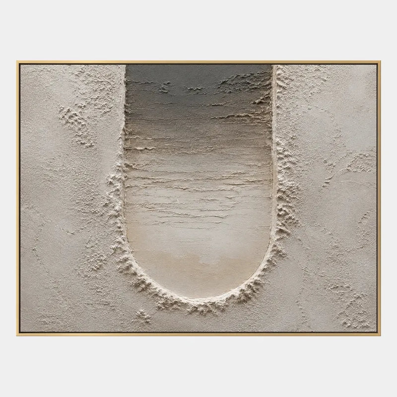 Peinture à l'huile abstraite et conceptuelle Wabi-Sabi présentant des marques abstraites superposées, une texture et un mouvement pictural expressif dans une palette de gris.