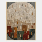 Wabi-Sabi abstract oil painting showing layered abstract marks, texture and expressive painterly movement in a brown palette.