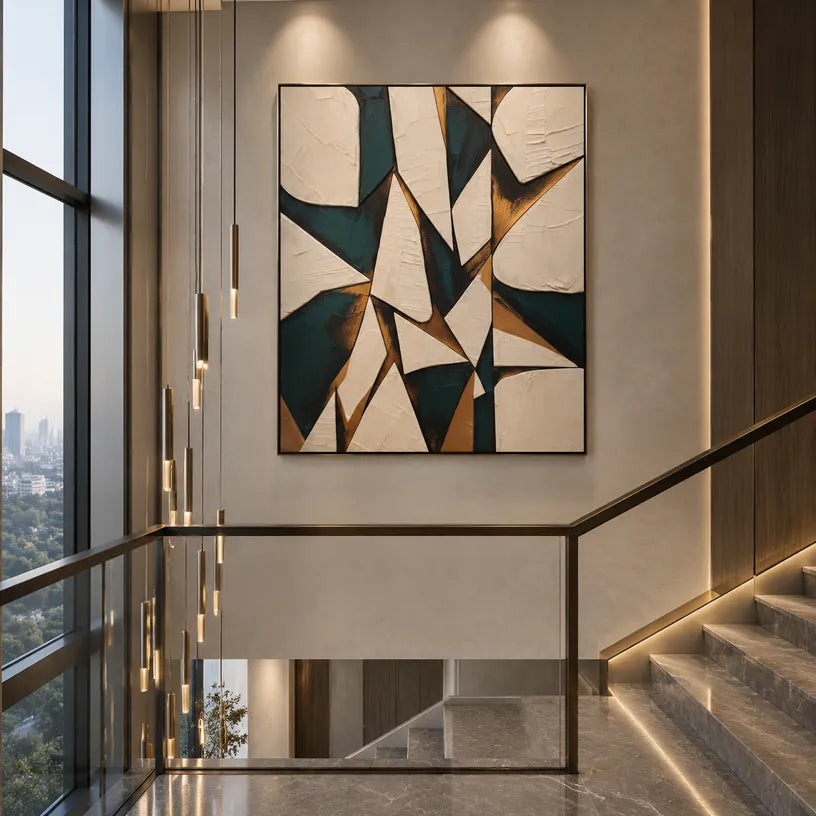 Wabi-Sabi abstract oil painting showing layered abstract marks, texture and expressive painterly movement in a beige palette.
