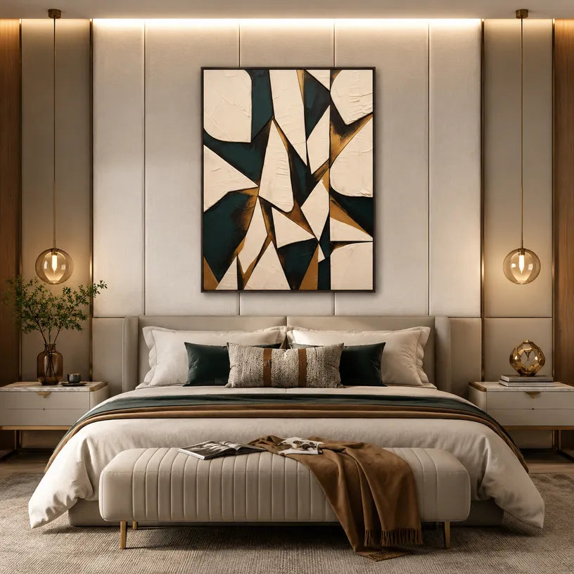 Wabi-Sabi abstract oil painting showing layered abstract marks, texture and expressive painterly movement in a beige palette.