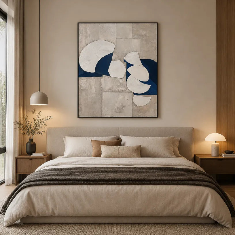 Wabi-Sabi abstract oil painting showing layered abstract marks, texture and expressive painterly movement in a brown palette.