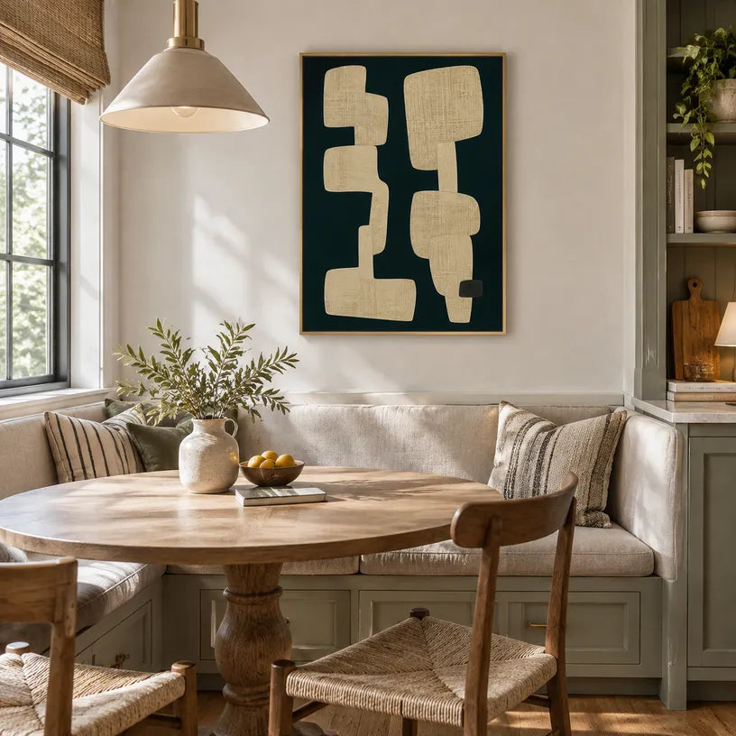 Wabi-Sabi abstract oil painting showing layered abstract marks, texture and expressive painterly movement in a black palette.