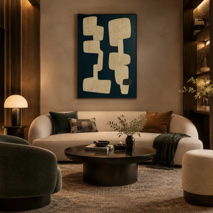 Wabi-Sabi abstract oil painting showing layered abstract marks, texture and expressive painterly movement in a black palette.