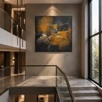 Wabi-Sabi abstract oil painting showing layered abstract marks, texture and expressive painterly movement in a brown palette.