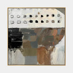 Wabi-Sabi abstract oil painting showing layered abstract marks, texture and expressive painterly movement.