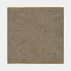 Wabi-Sabi abstract oil painting showing layered abstract marks, texture and expressive painterly movement in a brown palette.