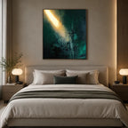 Wabi-Sabi abstract oil painting showing layered abstract marks, texture and expressive painterly movement in a black palette.