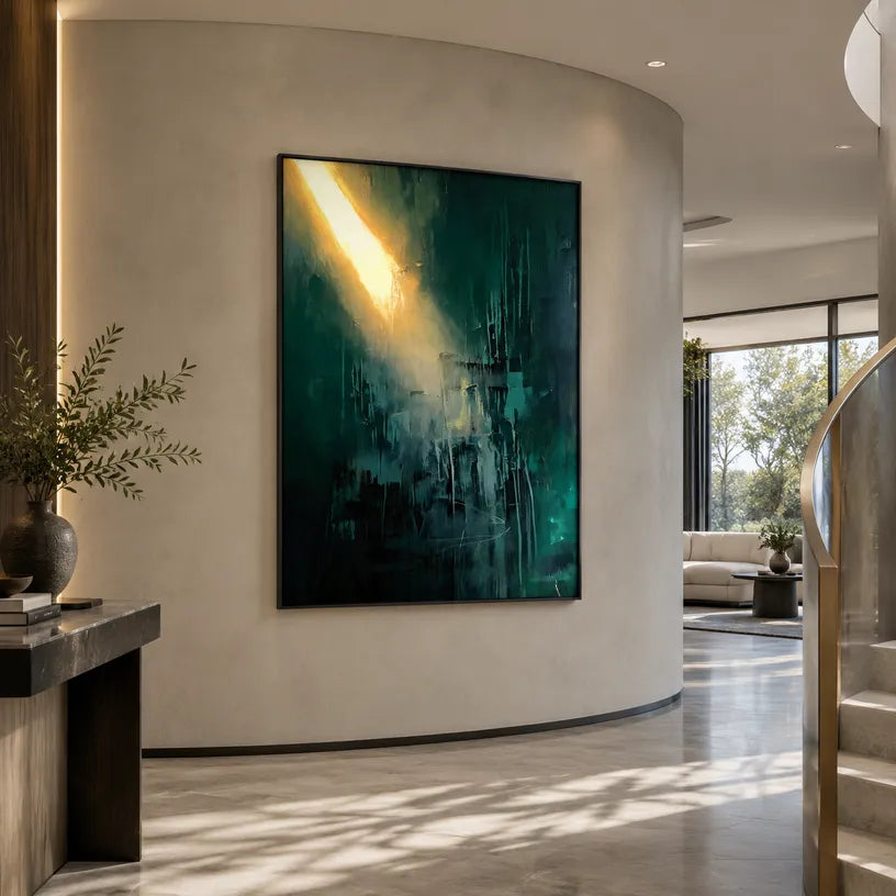 Wabi-Sabi abstract oil painting showing layered abstract marks, texture and expressive painterly movement in a black palette.