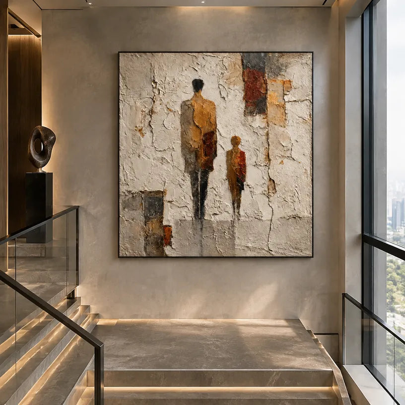 Wabi-Sabi portraiture & figure oil painting featuring an expressive figure or portrait rendered with painterly detail in a beige palette.