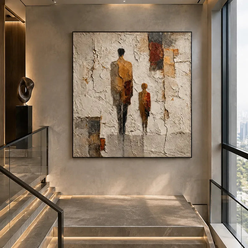 Wabi-Sabi portraiture & figure oil painting featuring an expressive figure or portrait rendered with painterly detail in a beige palette.