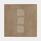 Wabi-Sabi abstract oil painting showing layered abstract marks, texture and expressive painterly movement in a brown palette.