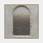 Wabi-Sabi abstract oil painting showing layered abstract marks, texture and expressive painterly movement in a grey palette.