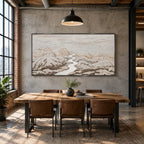 Wabi-Sabi abstract oil painting showing layered abstract marks, texture and expressive painterly movement in a grey palette.