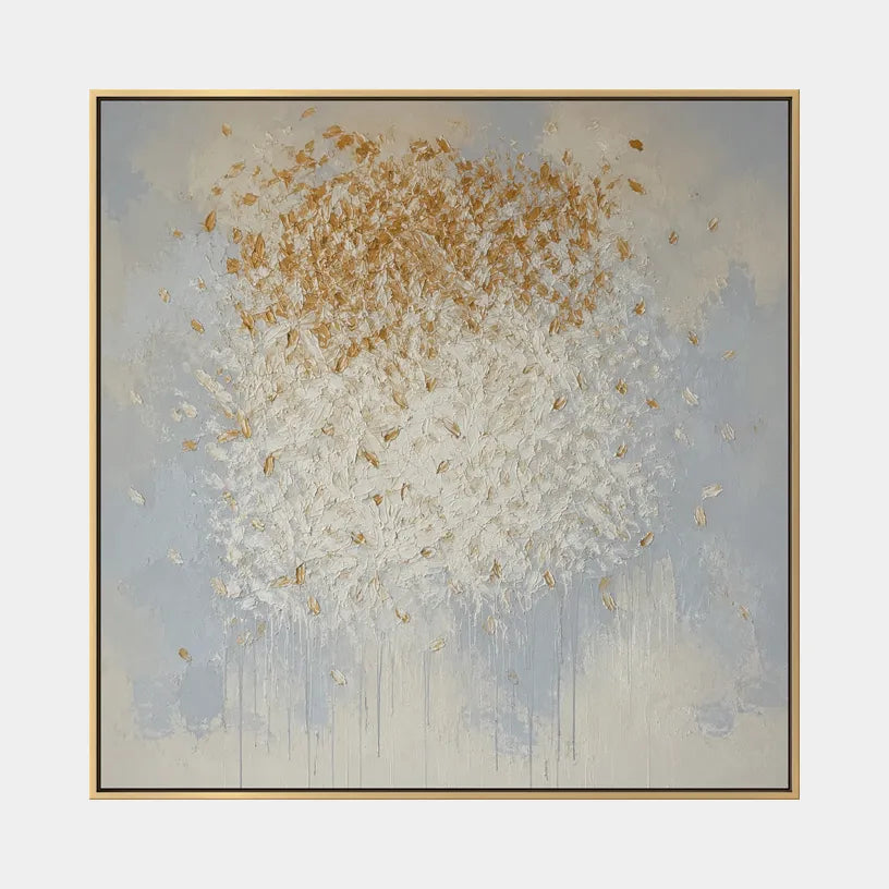 Wabi-Sabi abstract oil painting showing layered abstract marks, texture and expressive painterly movement in a grey palette.