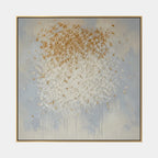 Wabi-Sabi abstract oil painting showing layered abstract marks, texture and expressive painterly movement in a grey palette.