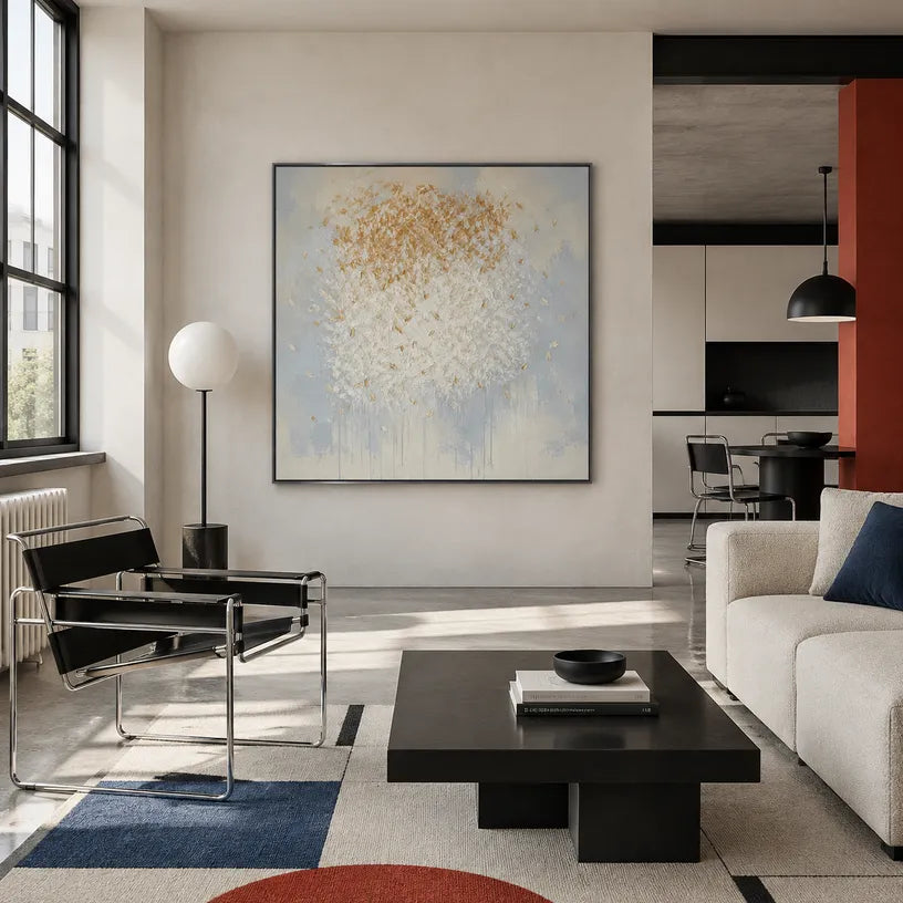Wabi-Sabi abstract oil painting showing layered abstract marks, texture and expressive painterly movement in a grey palette.