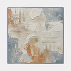 Wabi-Sabi abstract oil painting showing layered abstract marks, texture and expressive painterly movement in a grey palette.