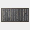 Pintura al óleo abstracta y conceptual Wabi-Sabi que presenta marcas abstractas en capas, textura y movimiento pictórico expresivo en una paleta gris.