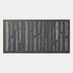 Wabi-Sabi abstract oil painting showing layered abstract marks, texture and expressive painterly movement in a black palette.